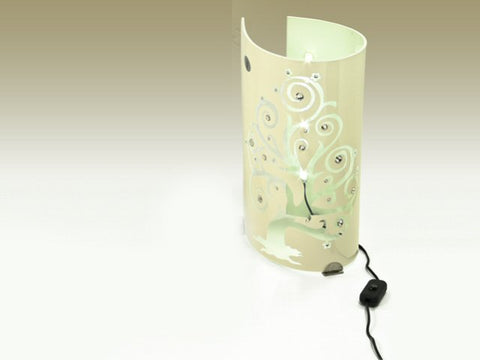 Lampada vetro avorio con albero vita h33