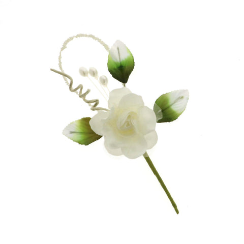 Rametto fiore bianco con perle
