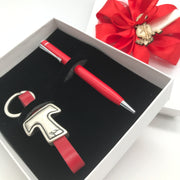 Portachiave Tau + penna rossa