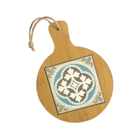 Tagliere tondo in legno e ceramica